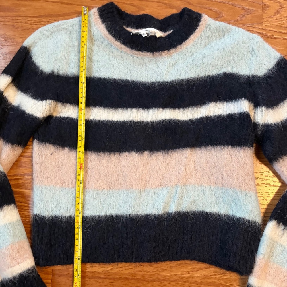 ba&sh Maria Stripe Alpaca Blend Sweater XS Fuzzy Soft Girl Balletcore Cozy - Picture 7 of 8